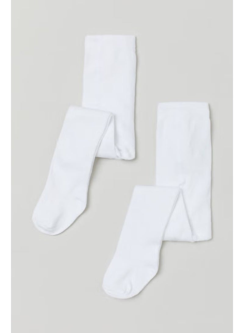 Mem Socks 2-Piece Patternless Cotton Children's Pantyhose - Image 1